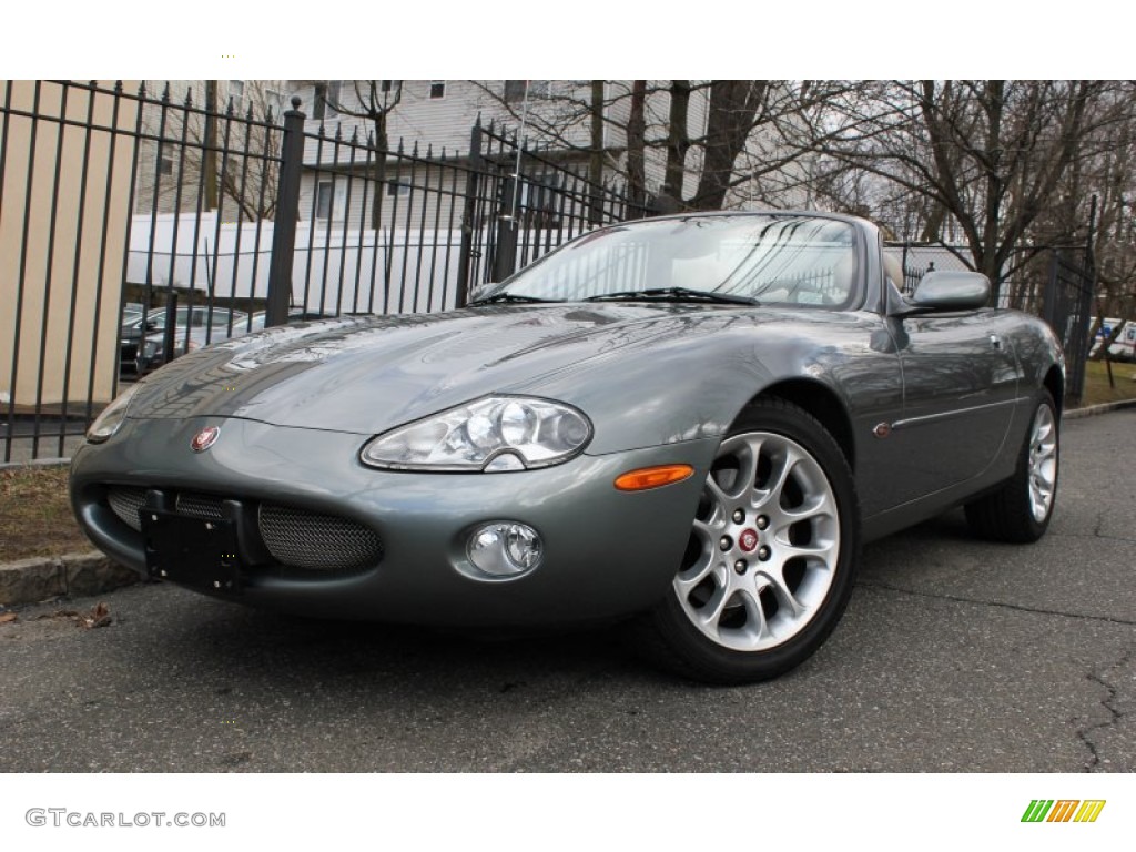 2002 XK XKR Convertible - Quartz Metallic / Oatmeal photo #1