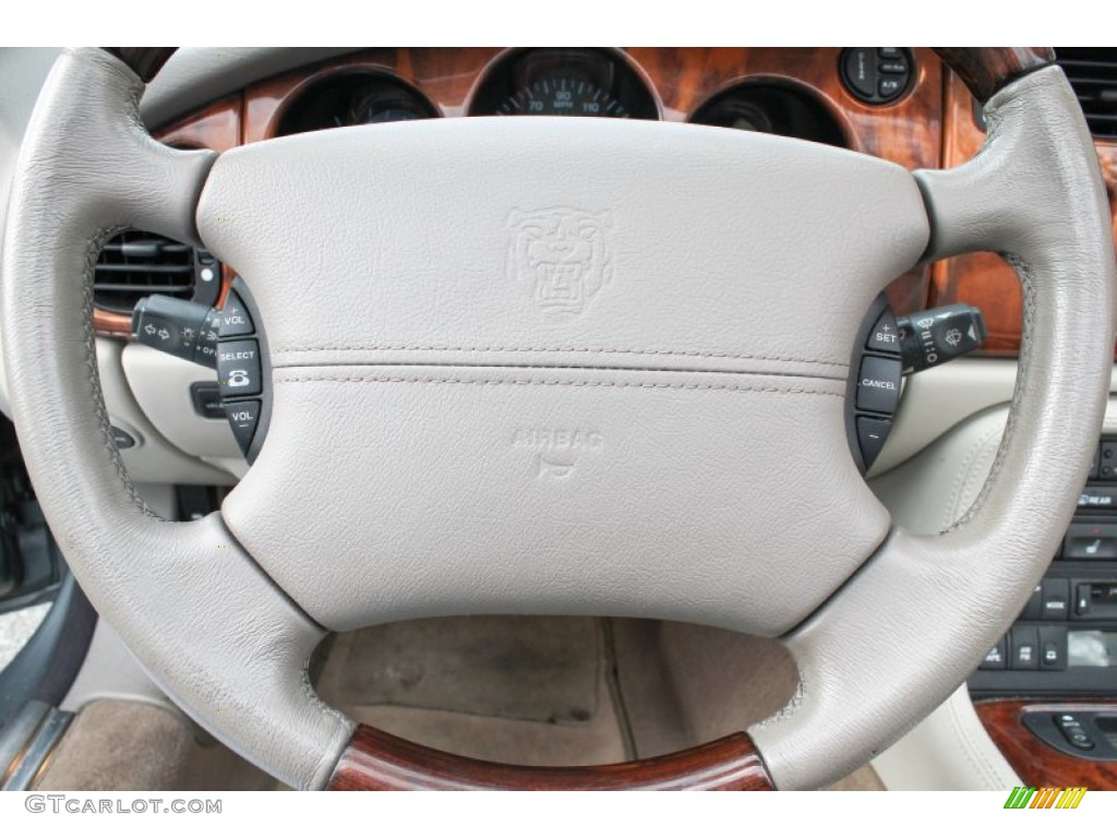 2002 Jaguar XK XKR Convertible Oatmeal Steering Wheel Photo #78441724