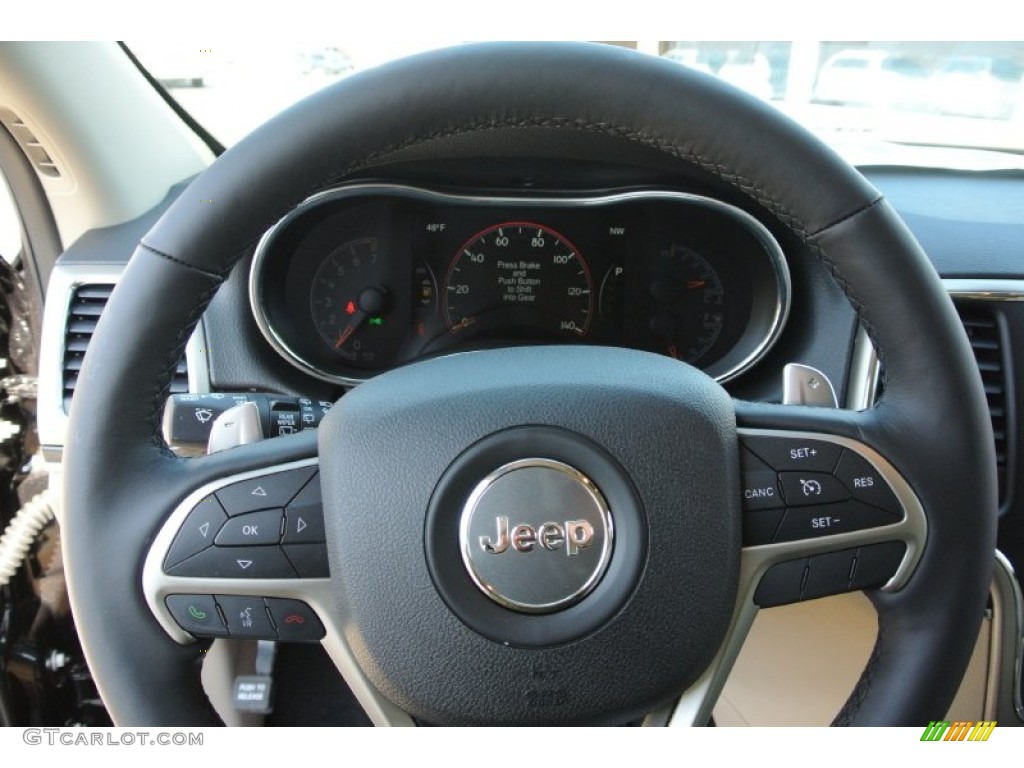 2014 Jeep Grand Cherokee Limited New Zealand Black/Light Frost Steering Wheel Photo #78446663