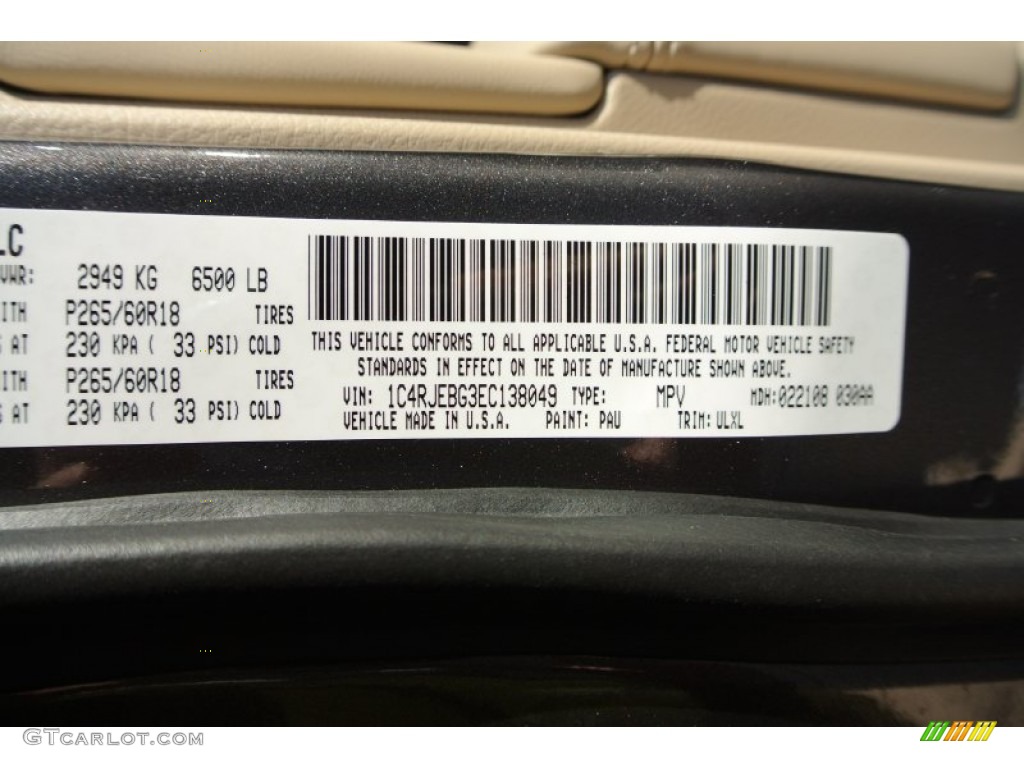 2014 Grand Cherokee Color Code PAU for Granite Crystal Metallic Photo #78447812