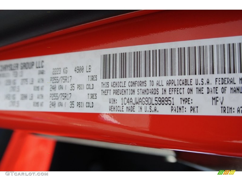 2013 Wrangler Color Code PKT for Rock Lobster Red Photo #78448409