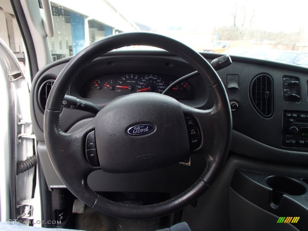 2007 Ford E Series Van E150 XLT Passenger Medium Flint Grey Steering Wheel Photo #78449126