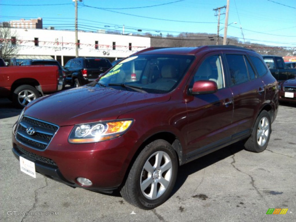 2007 Santa Fe Limited 4WD - Dark Cherry Red / Beige photo #1