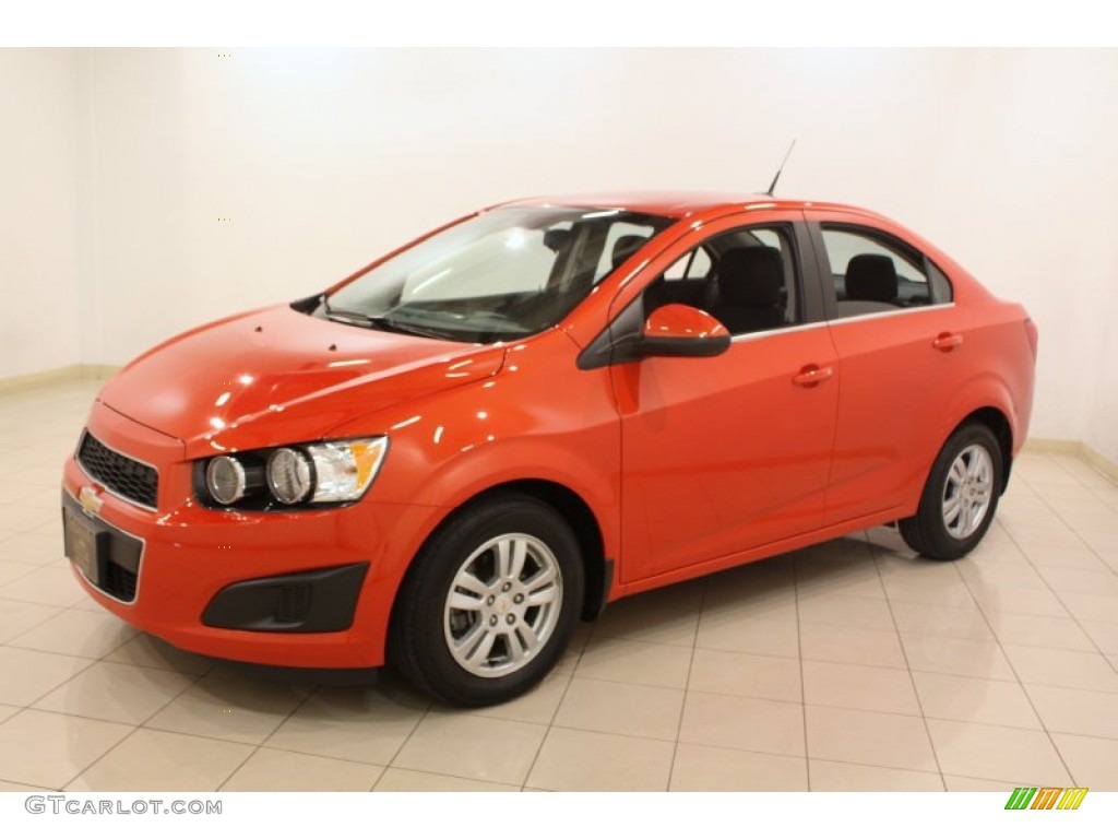 Inferno Orange Metallic 2012 Chevrolet Sonic LT Sedan Exterior Photo #78454653