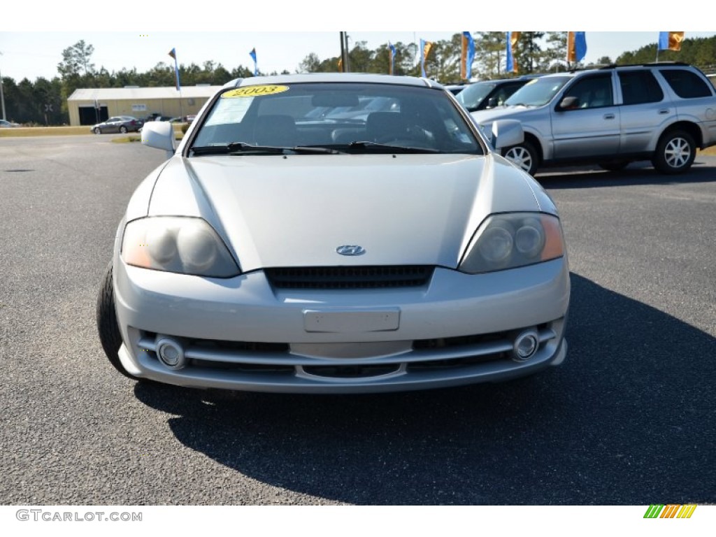2003 Tiburon GT V6 - Super Silver / Black photo #2
