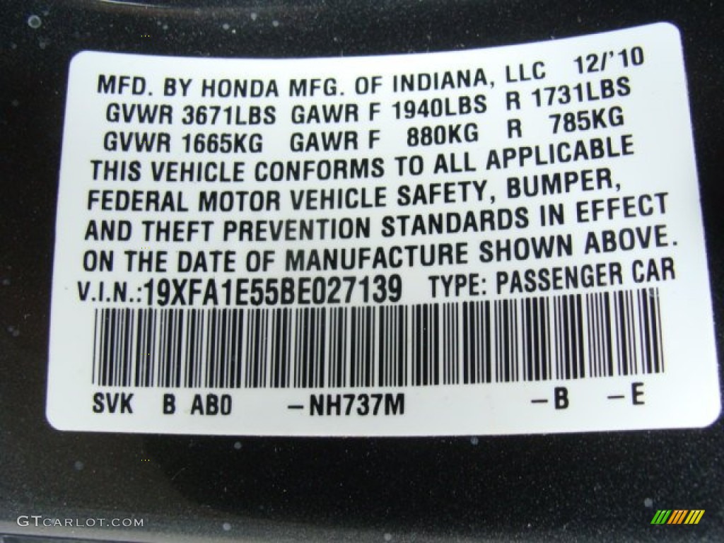 2011 Civic Color Code NH737M for Polished Metal Metallic Photo #78468629