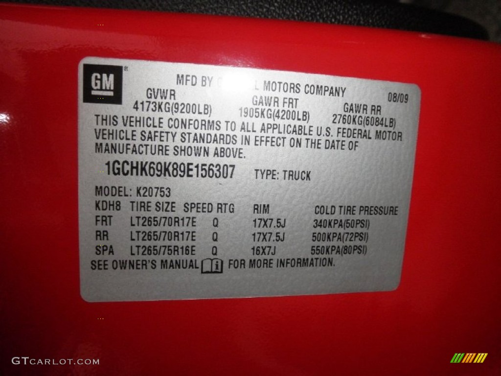 2009 Chevrolet Silverado 2500HD LTZ Extended Cab 4x4 Info Tag Photo #78469784