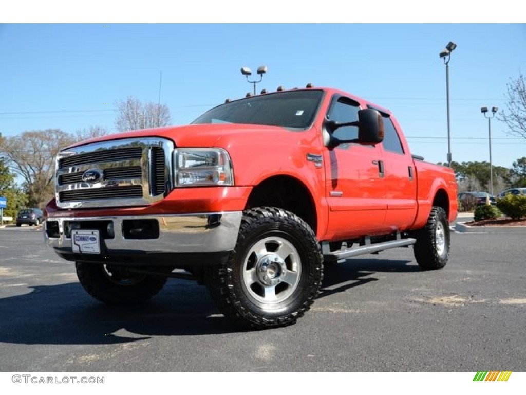 2006 F250 Super Duty Lariat Crew Cab 4x4 - Red Clearcoat / Tan photo #1