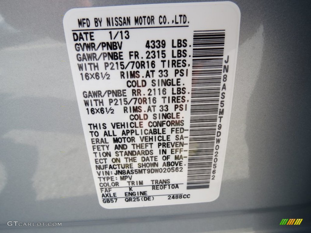 2013 Rogue Color Code FAF for Frosted Steel Photo #78472715