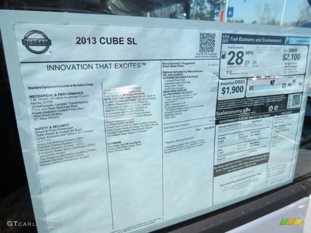 2013 Nissan Cube 1.8 SL Window Sticker Photo #78474050