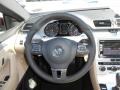 2013 Volkswagen CC Desert Beige/Black Interior Steering Wheel Photo