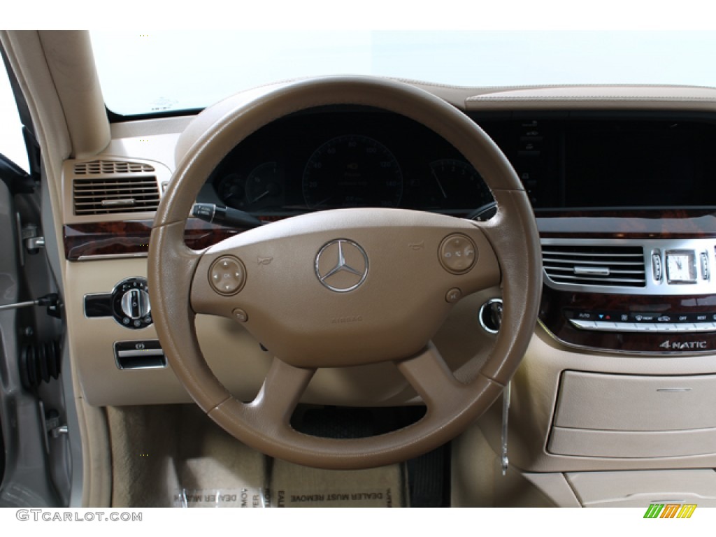 2007 Mercedes-Benz S 550 4Matic Sedan Cashmere/Savanna Steering Wheel Photo #78478201