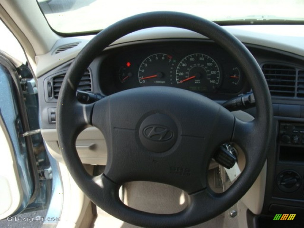 2002 Elantra GLS Sedan - Light Ocean Blue / Beige photo #12