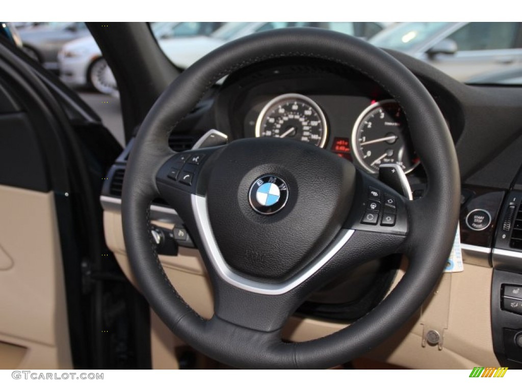 2013 BMW X6 xDrive35i Sand Beige Steering Wheel Photo #78480557