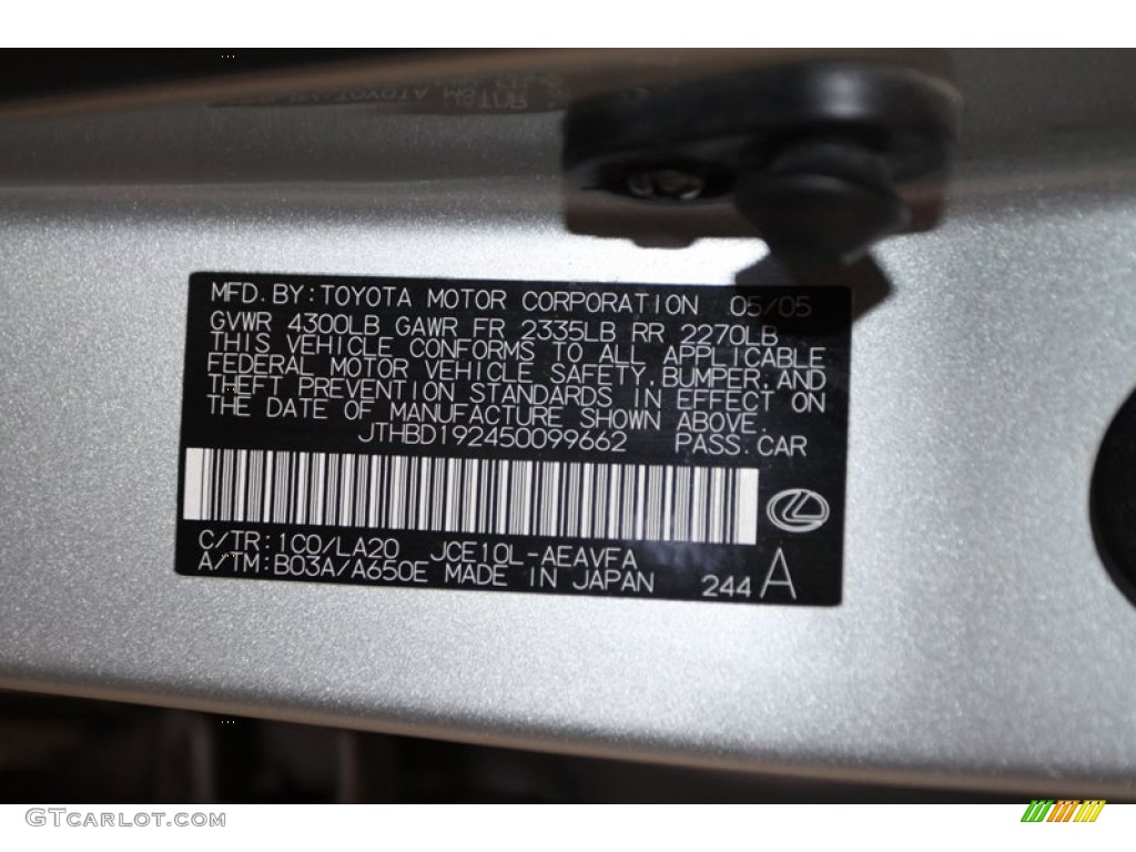 2005 Lexus IS 300 Color Code Photos