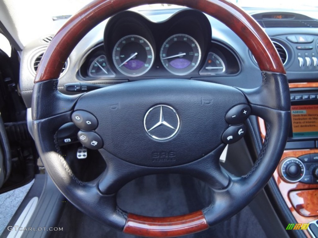 2003 Mercedes-Benz SL 500 Roadster Charcoal Steering Wheel Photo #78482081