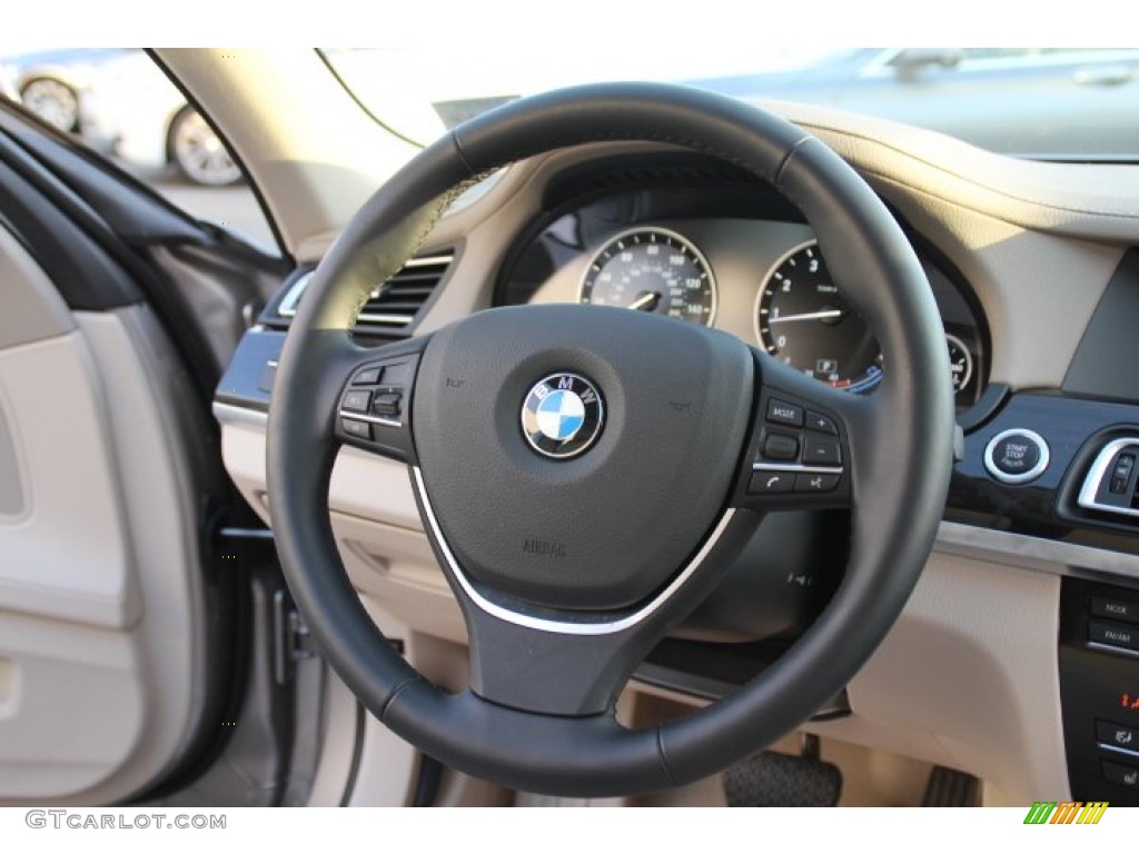 2012 BMW 7 Series 750i Sedan Oyster Steering Wheel Photo #78482089