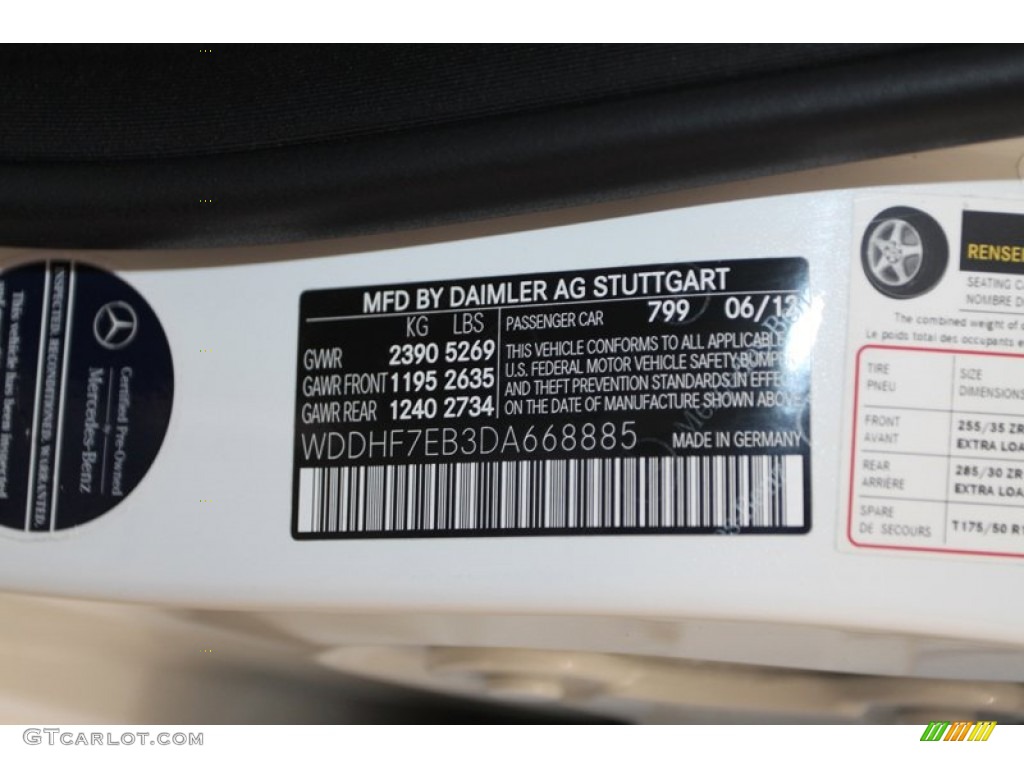 2013 E Color Code 799 for Diamond White Metallic Photo #78483156