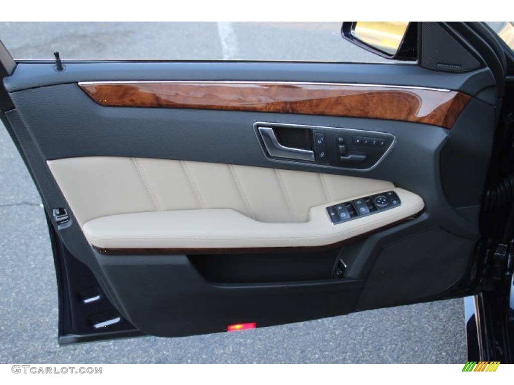 2012 Mercedes-Benz E 350 4Matic Sedan Almond/Black Door Panel Photo #78485950