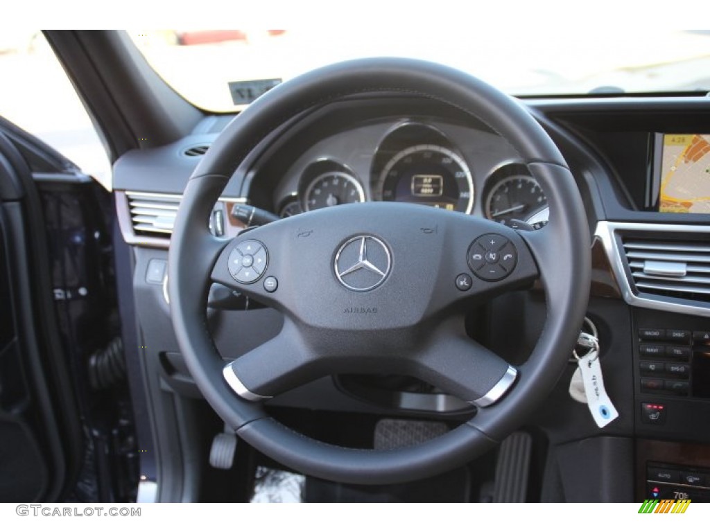 2012 Mercedes-Benz E 350 4Matic Sedan Almond/Black Steering Wheel Photo #78486017
