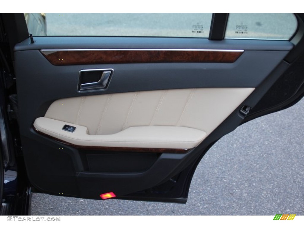 2012 Mercedes-Benz E 350 4Matic Sedan Almond/Black Door Panel Photo #78486275