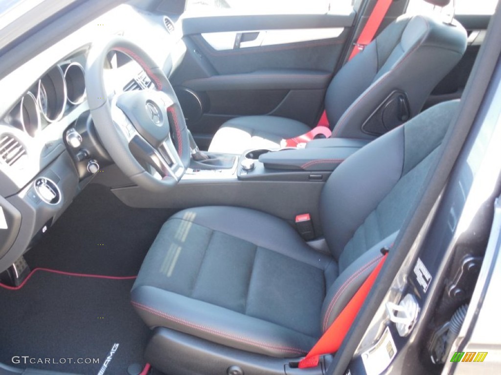 Black/Red Stitch w/DINAMICA Inserts Interior 2013 Mercedes-Benz C 250 Sport Photo #78486402