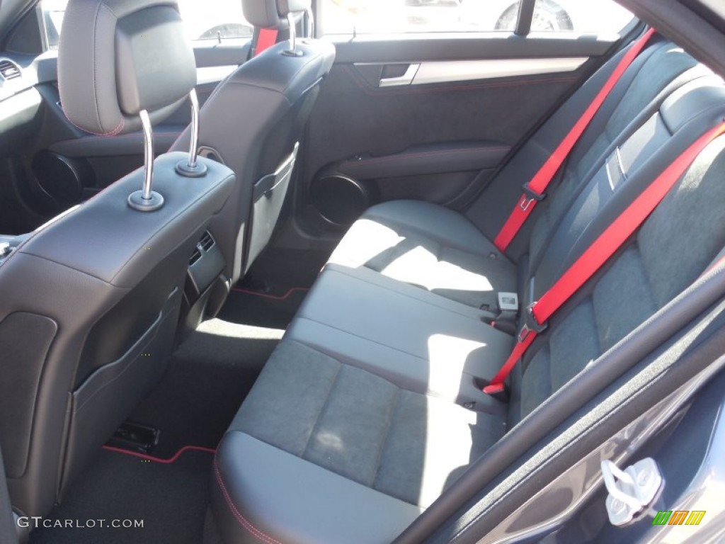 Black/Red Stitch w/DINAMICA Inserts Interior 2013 Mercedes-Benz C 250 Sport Photo #78486427