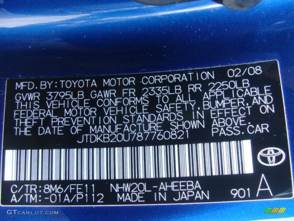 2008 Prius Color Code 8M6 for Spectra Blue Mica Photo #78487385