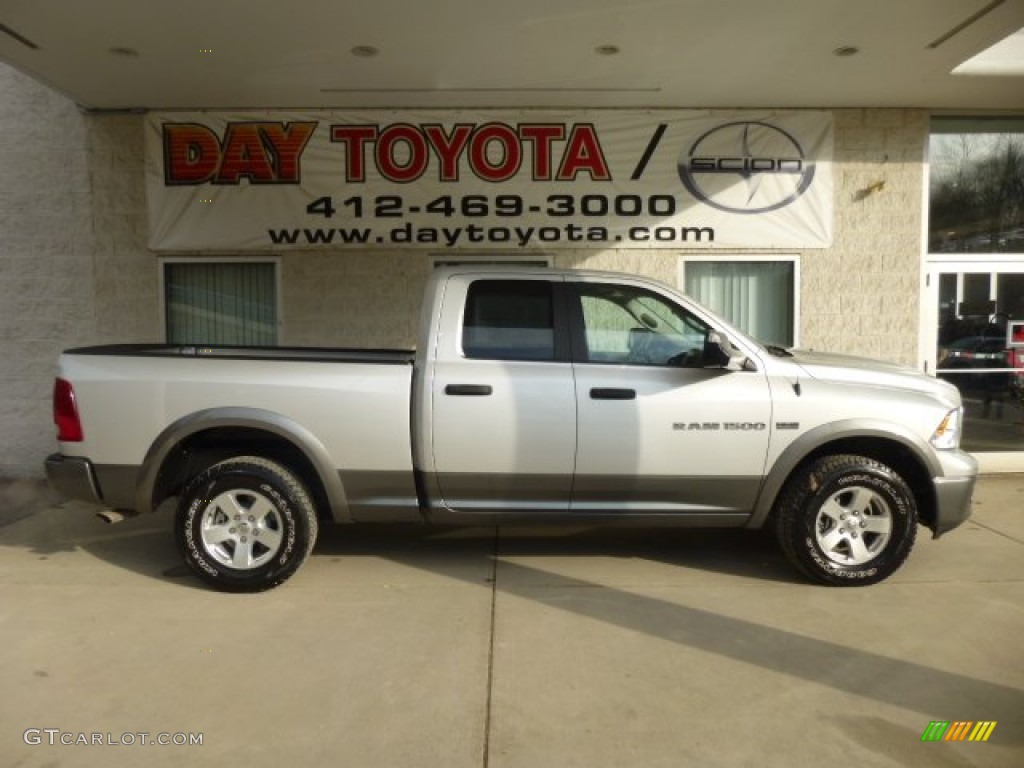 2012 Ram 1500 Outdoorsman Quad Cab 4x4 - Bright Silver Metallic / Dark Slate Gray/Medium Graystone photo #1