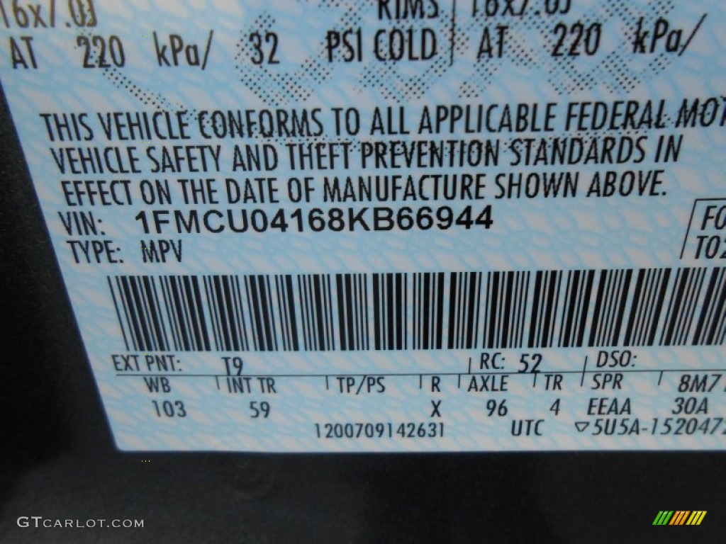 2008 Ford Escape Limited Color Code Photos