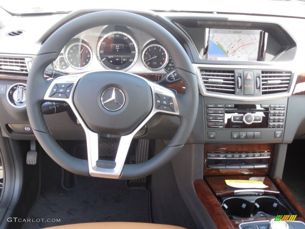 2013 Mercedes-Benz E 350 Sedan Natural Beige/Black Steering Wheel Photo #78494396