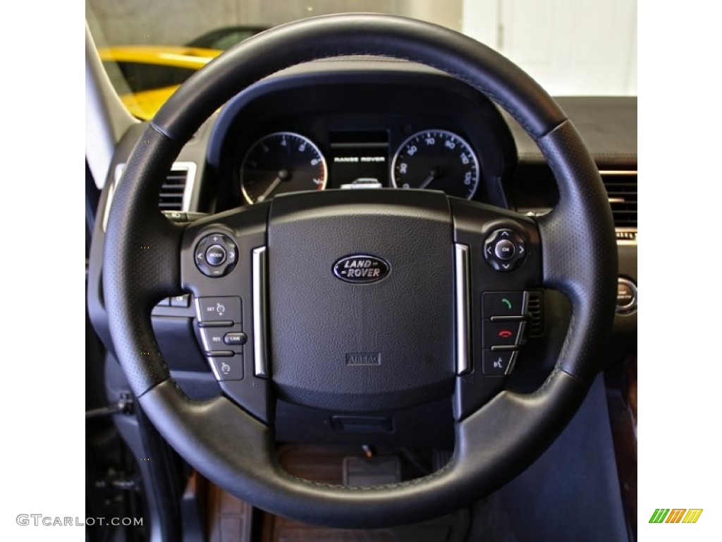 2010 Land Rover Range Rover Sport HSE Ebony/Lunar Stitching Steering Wheel Photo #78495605