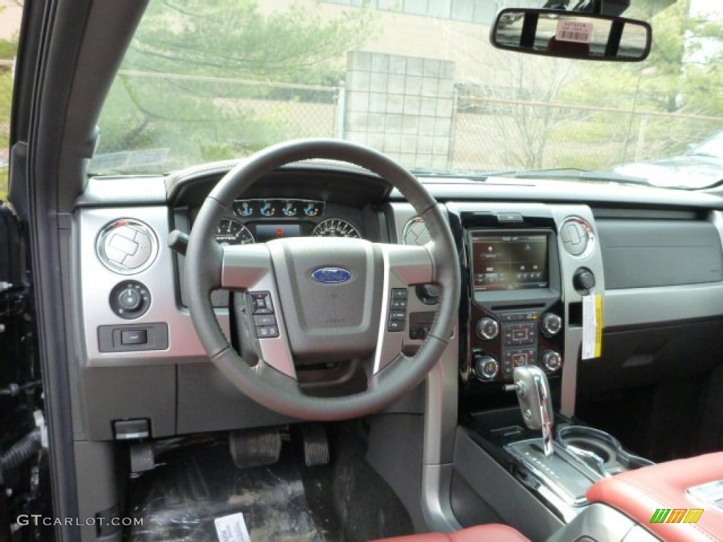 2013 Ford F150 Limited SuperCrew 4x4 Limited Unique Red Leather Dashboard Photo #78495742