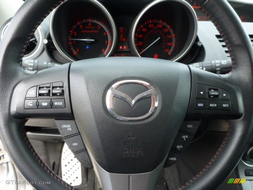 2011 Mazda MAZDA3 MAZDASPEED3 Black/Red Steering Wheel Photo #78500876