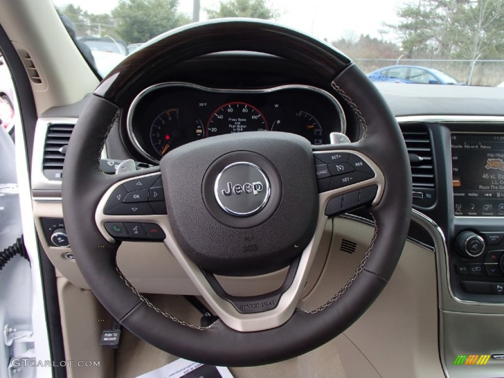 2014 Jeep Grand Cherokee Overland 4x4 Overland Nepal Jeep Brown Light Frost Steering Wheel Photo #78502064