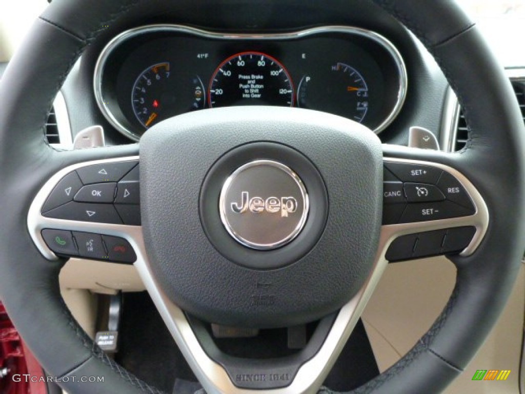 2014 Jeep Grand Cherokee Limited 4x4 New Zealand Black/Light Frost Steering Wheel Photo #78505184