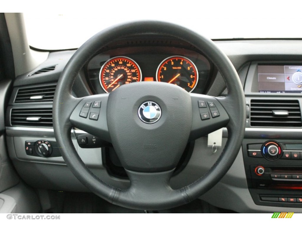 2009 BMW X5 xDrive48i Grey Nevada Leather Steering Wheel Photo #78506660