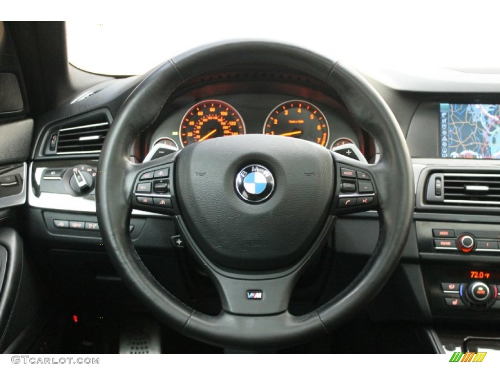 2011 BMW 5 Series 550i Sedan Black Steering Wheel Photo #78507665