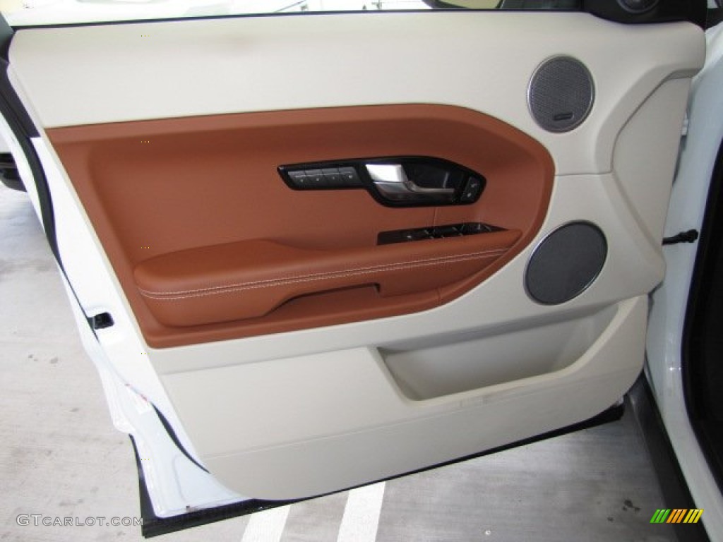 2012 Land Rover Range Rover Evoque Prestige Tan/Ivory/Espresso Door Panel Photo #78509767