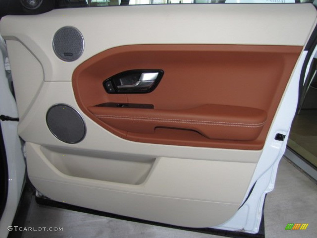 2012 Land Rover Range Rover Evoque Prestige Tan/Ivory/Espresso Door Panel Photo #78509835