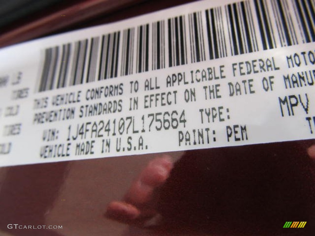 2007 Wrangler Color Code PEM for Red Rock Crystal Pearl Photo #78510881