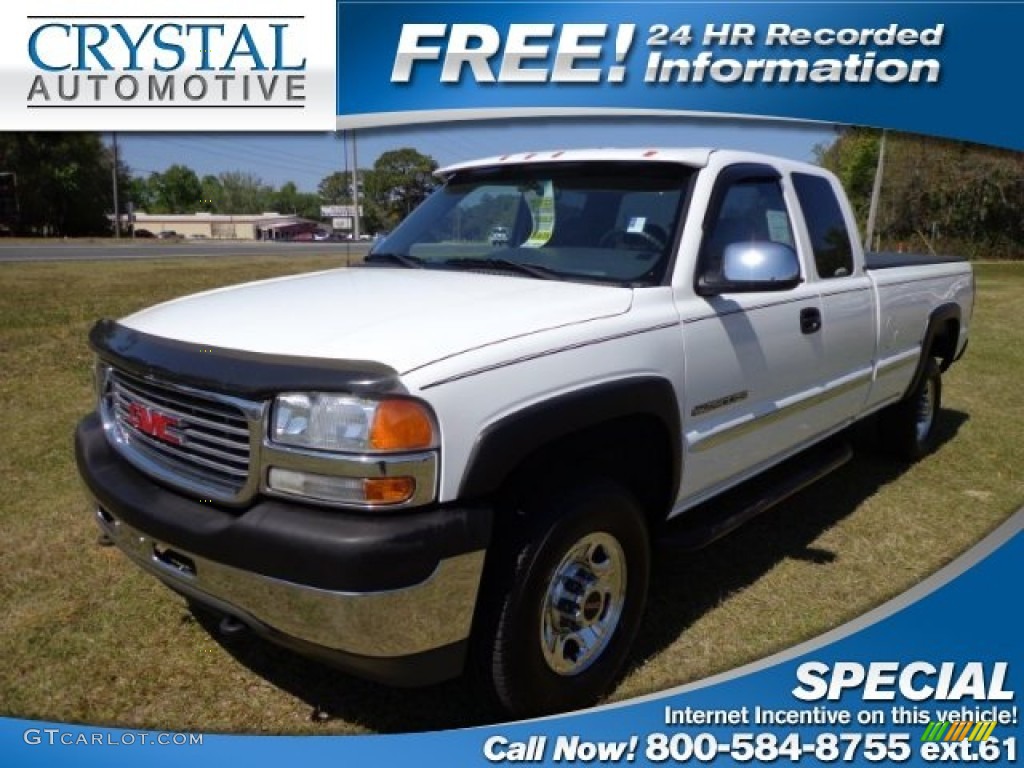 2001 Sierra 2500HD SL Extended Cab - Summit White / Graphite photo #1