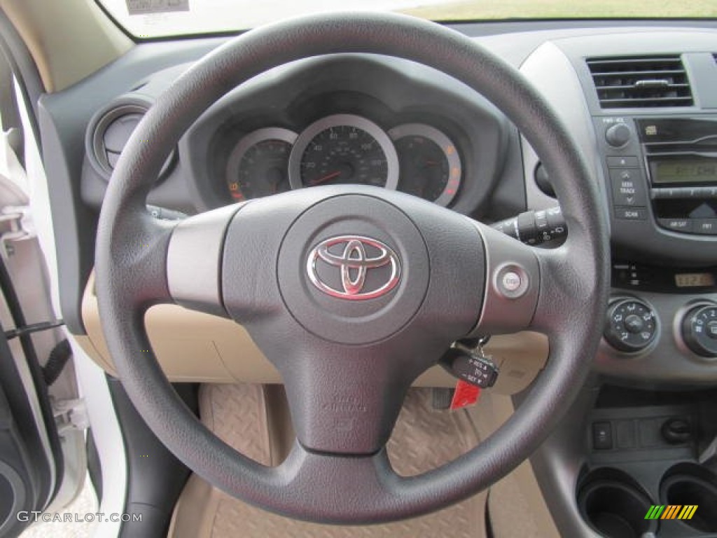 2010 Toyota RAV4 I4 4WD Sand Beige Steering Wheel Photo #78514901