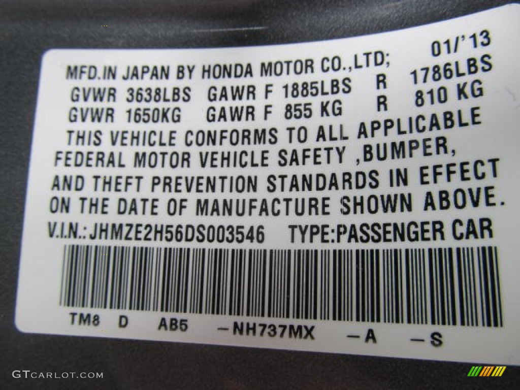 2013 Insight Color Code NH737MX for Polished Metal Metallic Photo #78515072