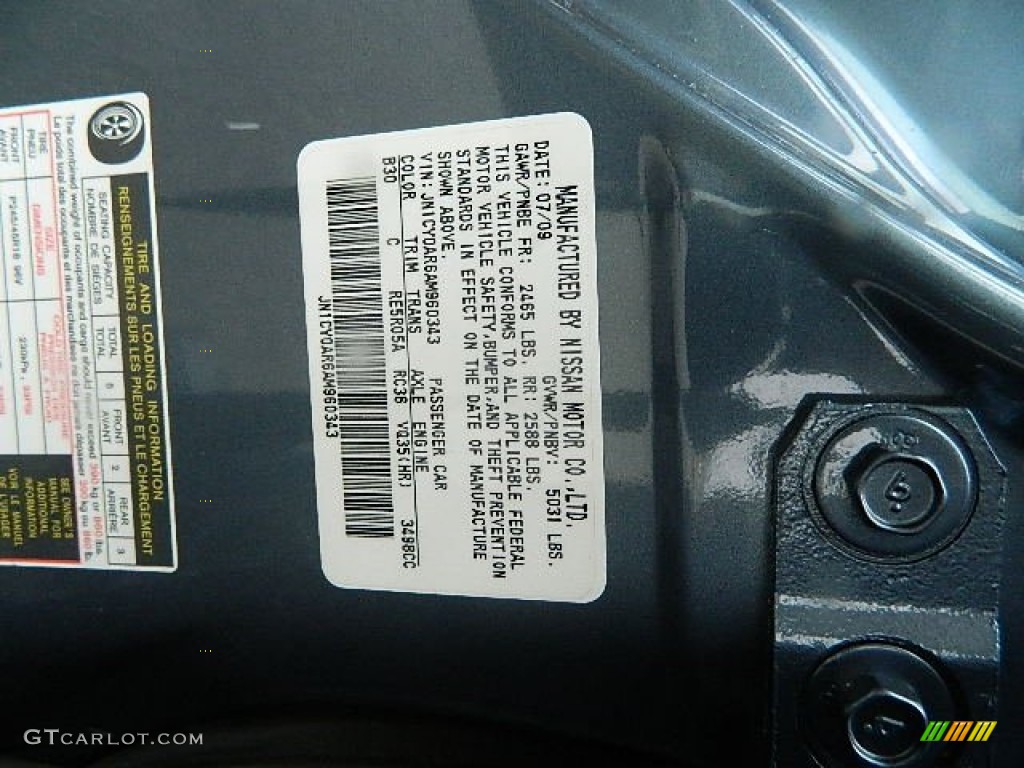 2010 Infiniti M 35x AWD Sedan Color Code Photos