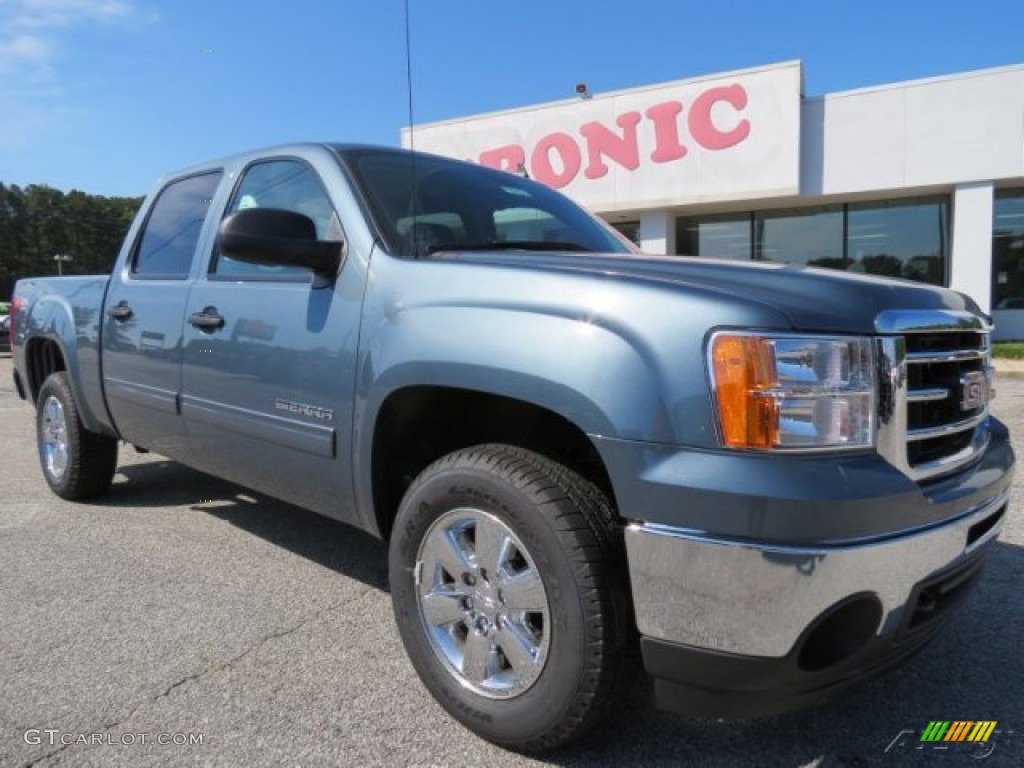 2013 Sierra 1500 SLE Crew Cab 4x4 - Stealth Gray Metallic / Ebony photo #1