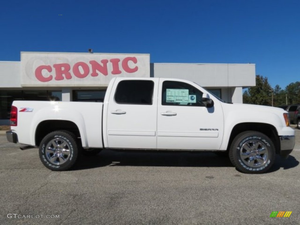 2013 Sierra 1500 SLT Crew Cab 4x4 - Summit White / Very Dark Cashmere/Light Cashmere photo #8
