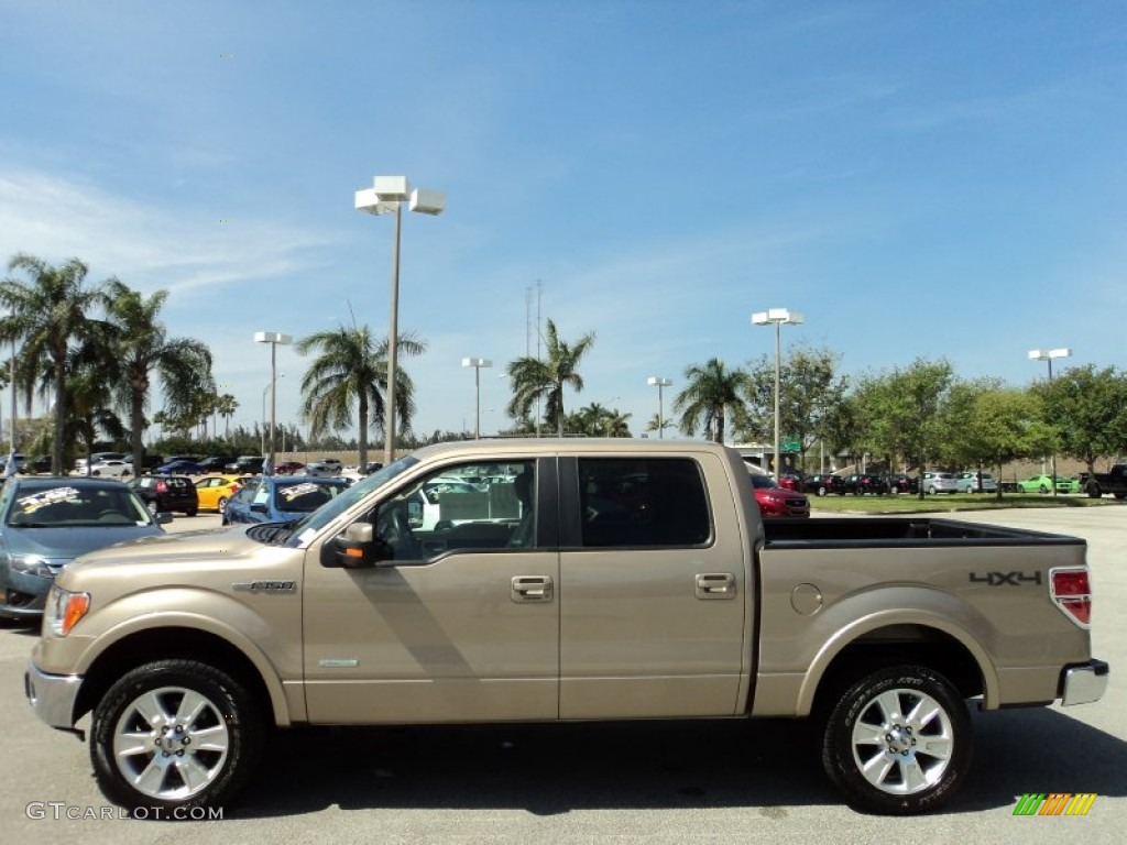 Pale Adobe Metallic 2012 Ford F150 Lariat SuperCrew 4x4 Exterior Photo #78541239