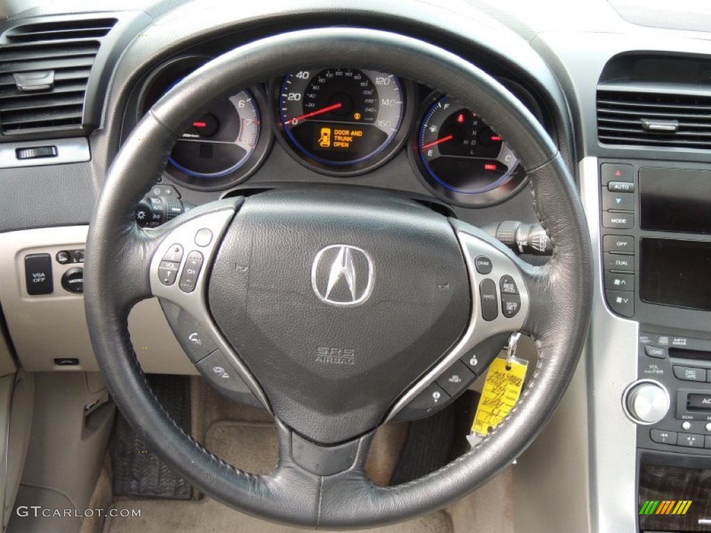 2008 Acura TL 3.2 Taupe Steering Wheel Photo #78543699