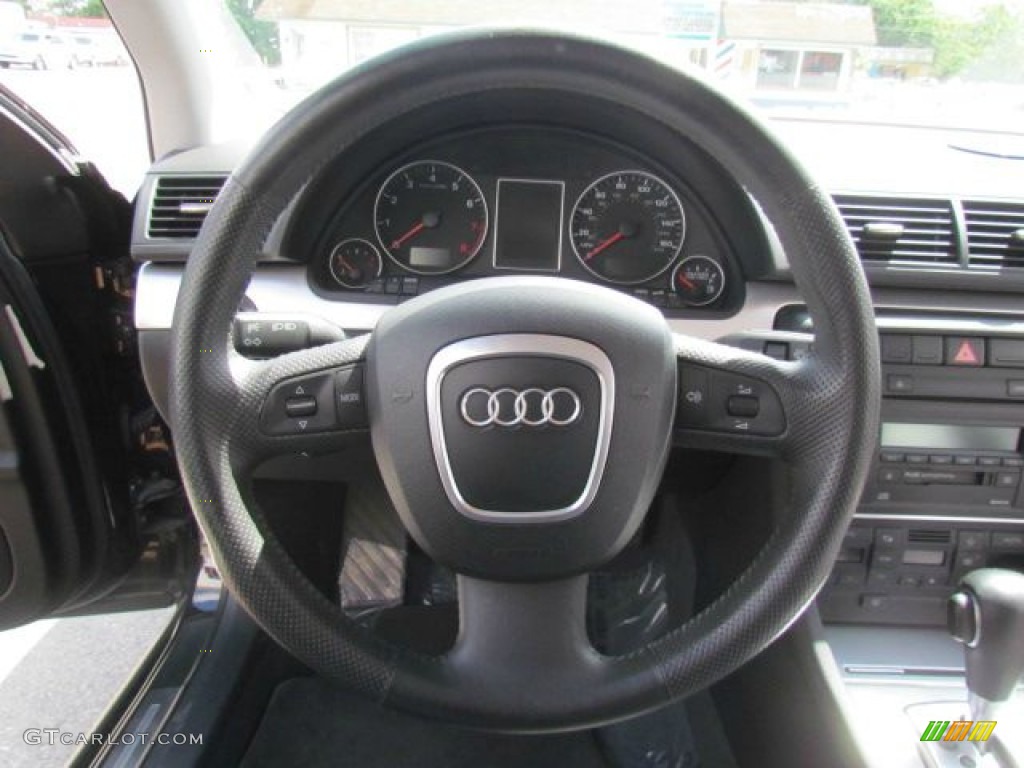 2005 Audi A4 3.2 quattro Sedan Ebony Steering Wheel Photo #78547700